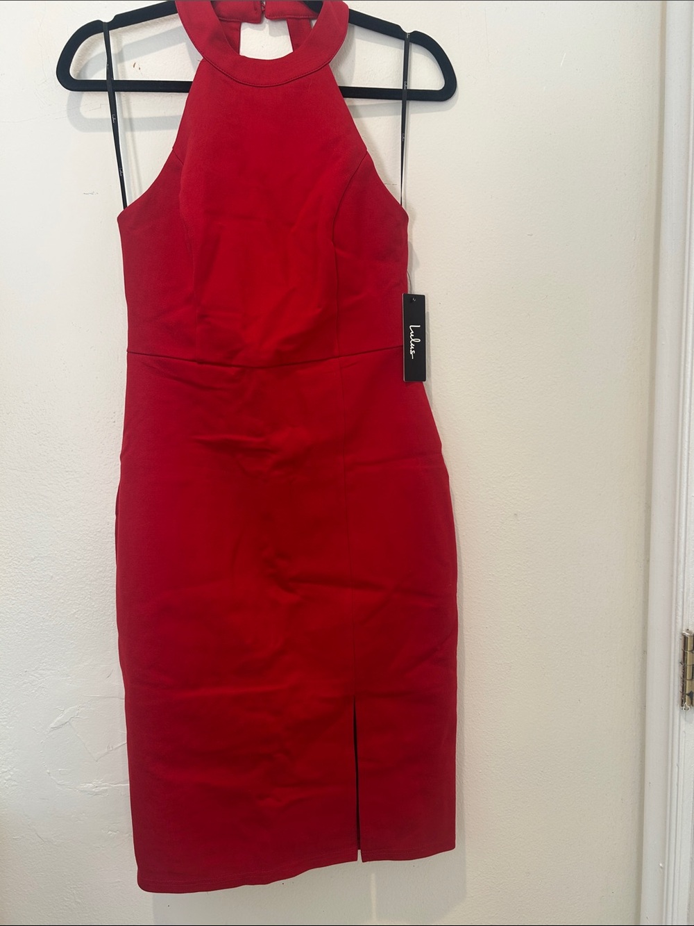 Lulus Red Halter Sheath Dress - Classic Womens Cocktail Dress
